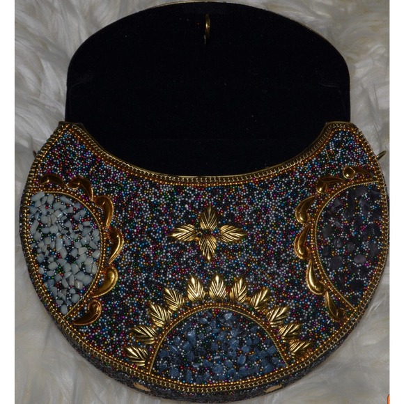 New RAMLA Handmade Metal & Muti-Color Crossbody Purse with Detachable Gold Chain - Picture 3 of 6